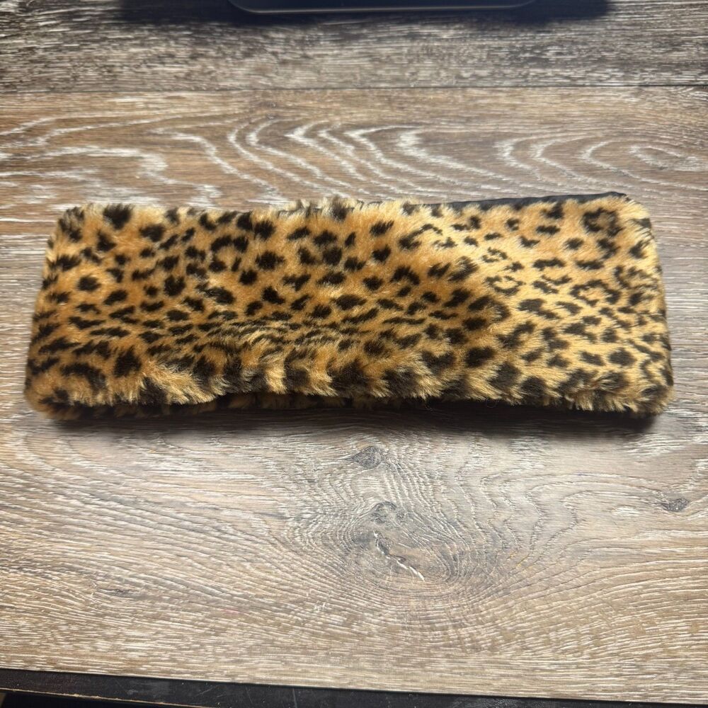 Leopard Print Faux Fur Headband Ear Warmer Winter Plush Women’s Cold Weather